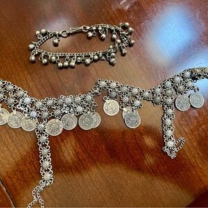 Belly Dancer Anklet and 2 Barefoot Sandals Set